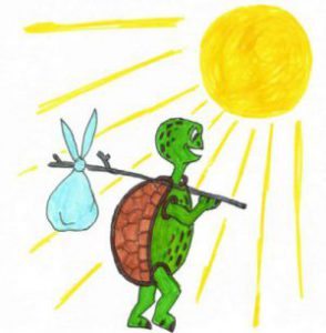 Schildkröte als Sinnbild für Slowtravelling